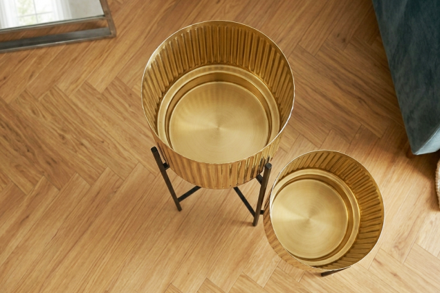 Metal Fluted Planter Set of Two